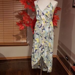 SCOBE GREEN PTRNO 39 HIGH LOW DRESS